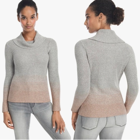 WHBM Cowl Neck Ombre Sweater in Silver - Picture 1 of 9